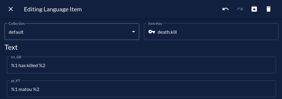 TWIN Translations with variables example